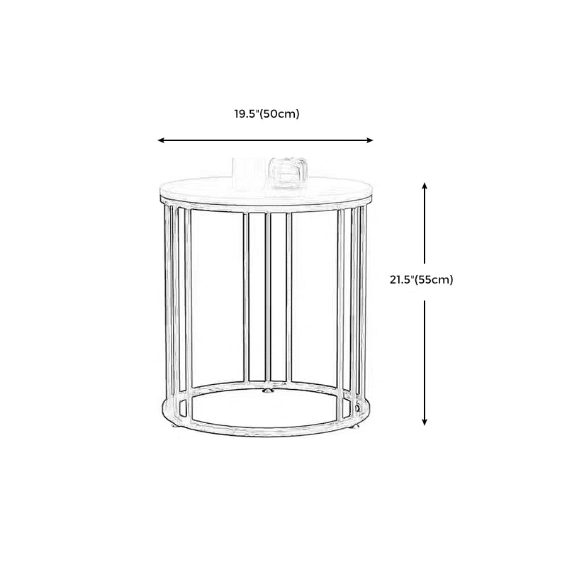 Frame Base Design Gold/ Black Metal Slate Top White Rectangular Side Table