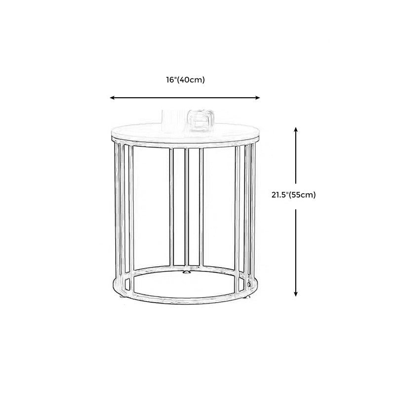 Frame Base Design Gold/ Black Metal Slate Top White Rectangular Side Table