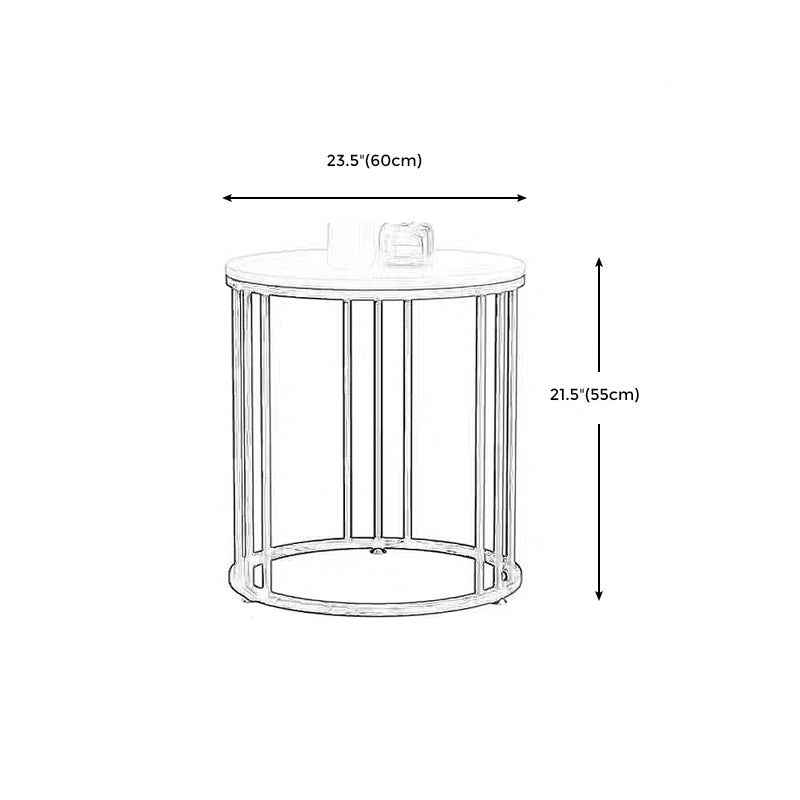 Frame Base Design Gold/ Black Metal Slate Top White Rectangular Side Table