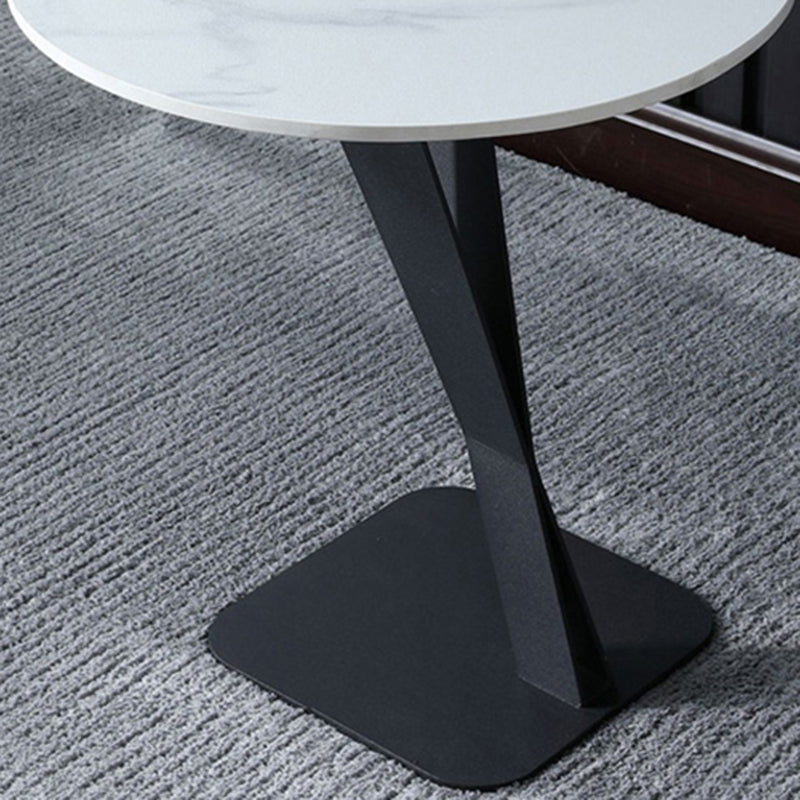 Pedestal Base Design Black Metal White/white Gold/black SLATE Top Round Side Table
