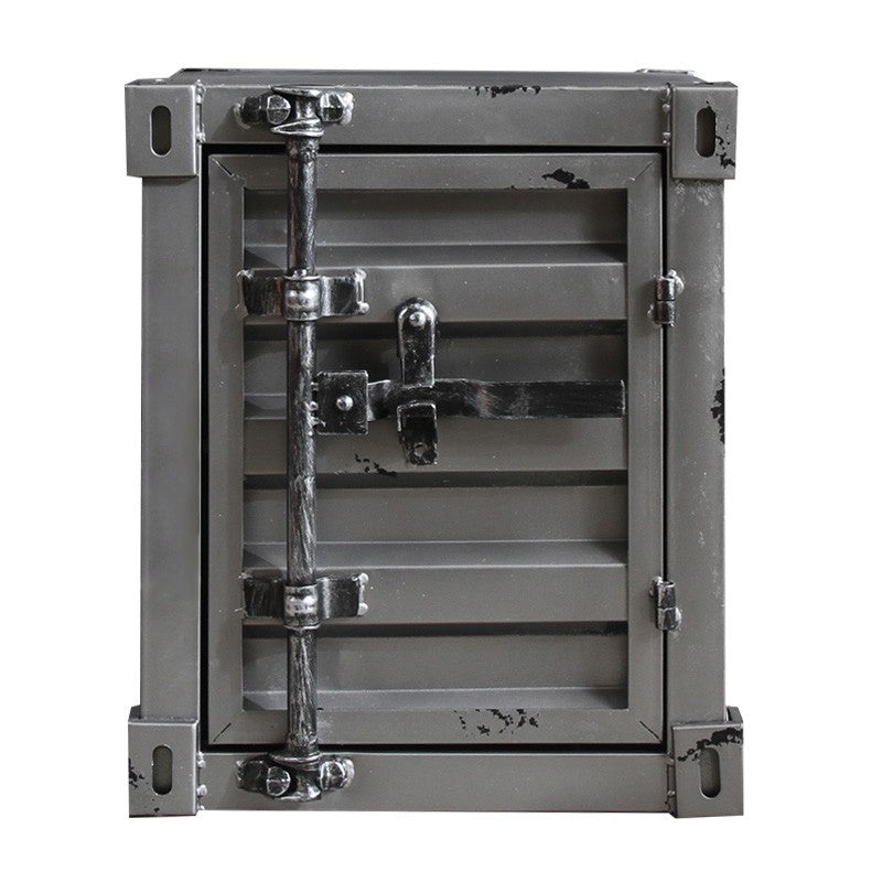 Industrial Rectangular Bedside Cabinet Metal Night Table with Storage