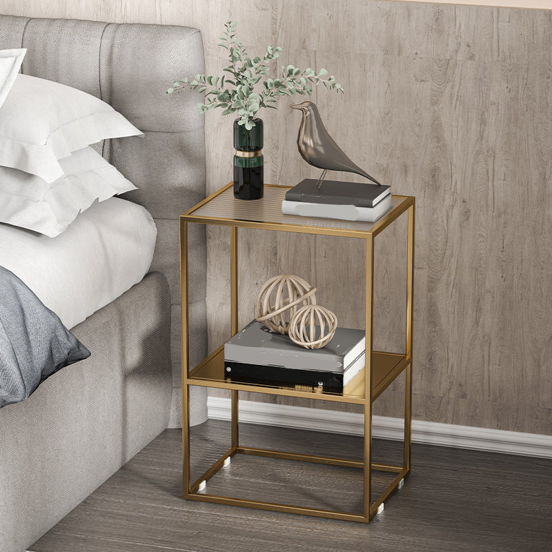 Contemporary Open Storage Nightstand Metal Night Table with Shelves