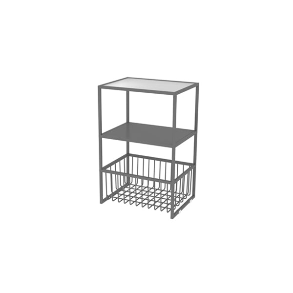 Contemporary Open Storage Nightstand Metal Night Table with Shelves