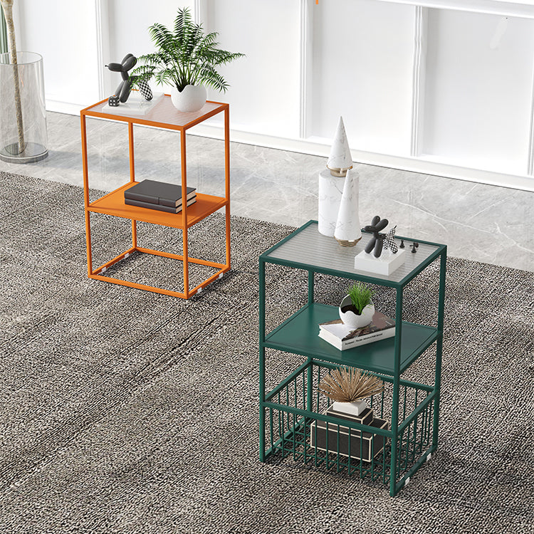 Contemporary Open Storage Nightstand Metal Night Table with Shelves