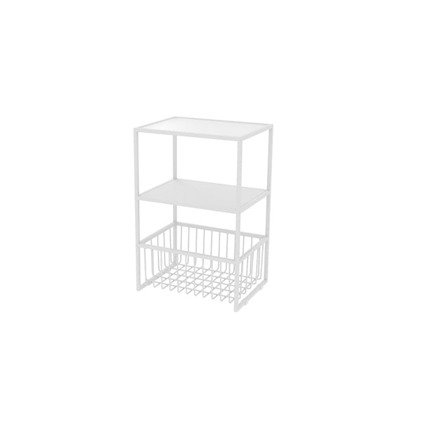Contemporary Open Storage Nightstand Metal Night Table with Shelves