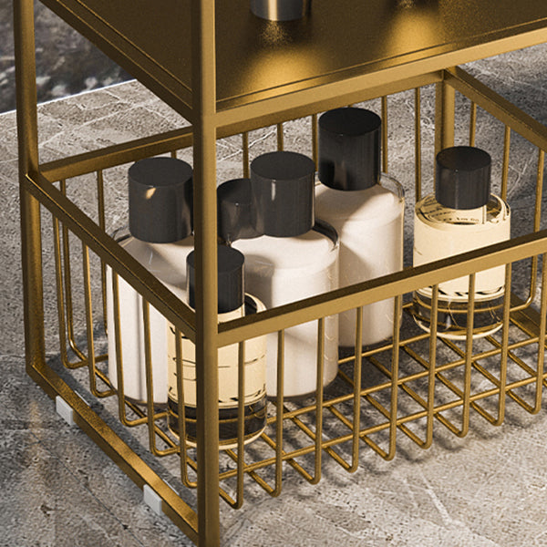 Contemporary Open Storage Nightstand Metal Night Table with Shelves