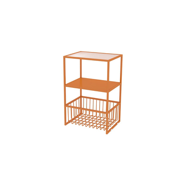 Contemporary Open Storage Nightstand Metal Night Table with Shelves