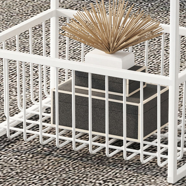 Contemporary Open Storage Nightstand Metal Night Table with Shelves