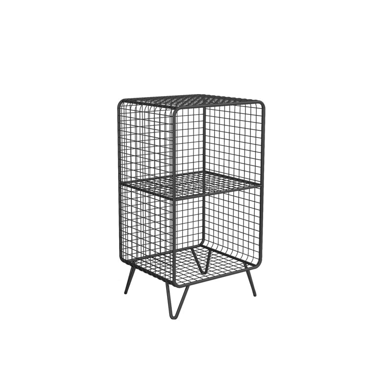 Metal Nightstand with Legs Glam Night Table with Shelves in Silver/Gold/Black