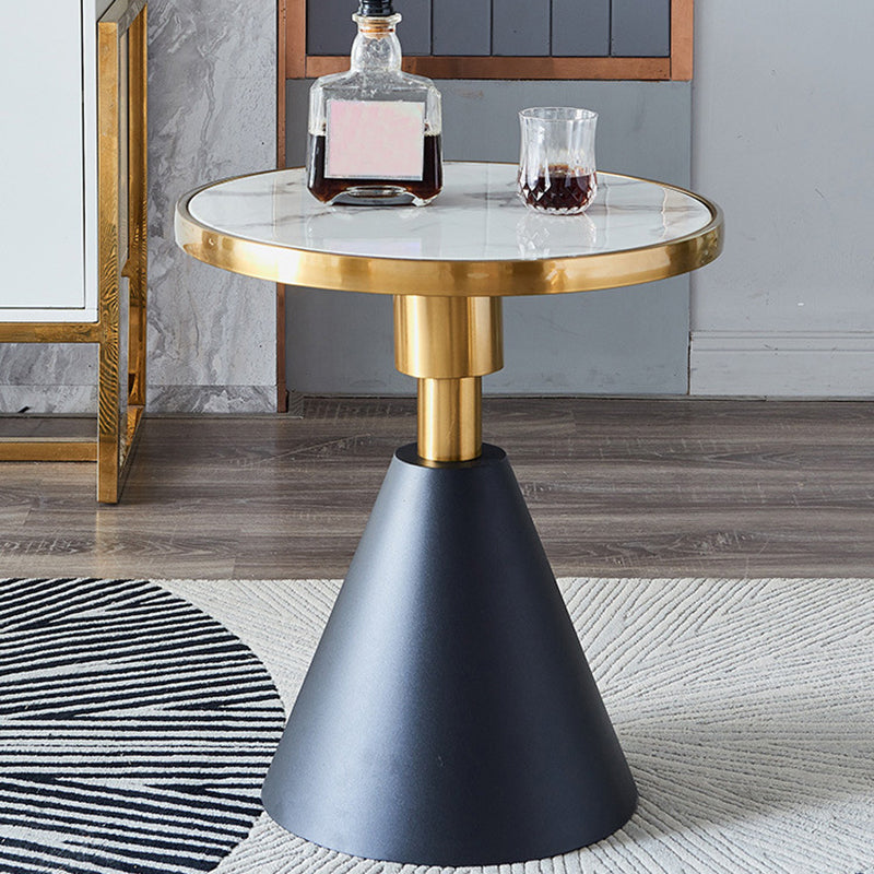 Glam Glossy Marble/Stone Top End Table Stainless Steel Pedestal Sofa Side Table