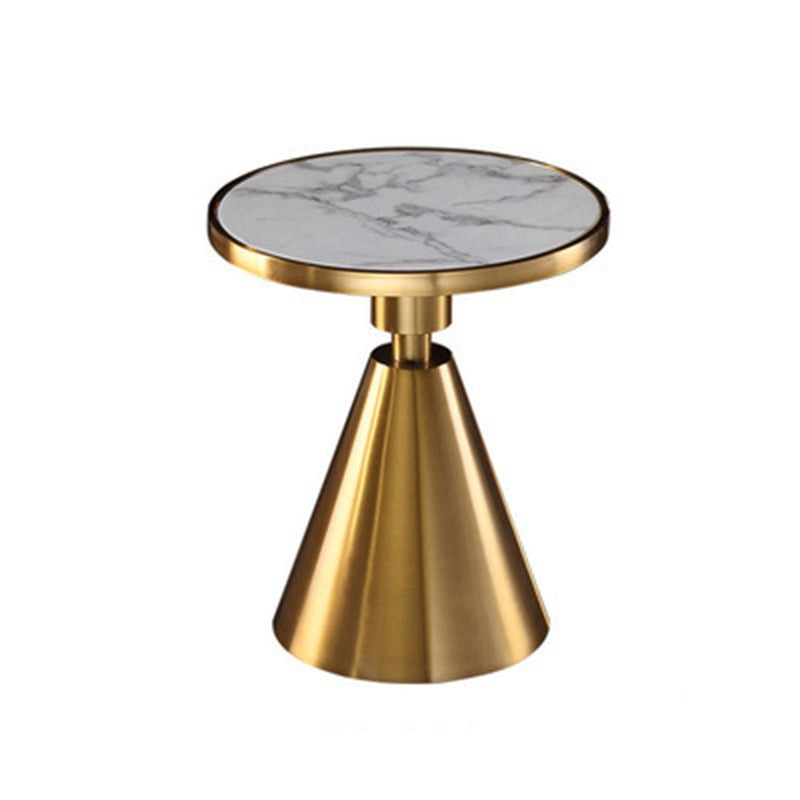 Glam Glossy Marble/Stone Top End Table Stainless Steel Pedestal Sofa Side Table