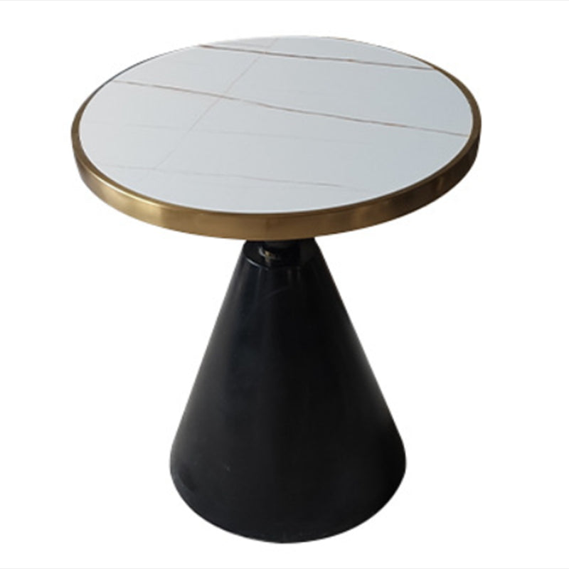 Glam Glossy Marble/Stone Top End Table Stainless Steel Pedestal Sofa Side Table