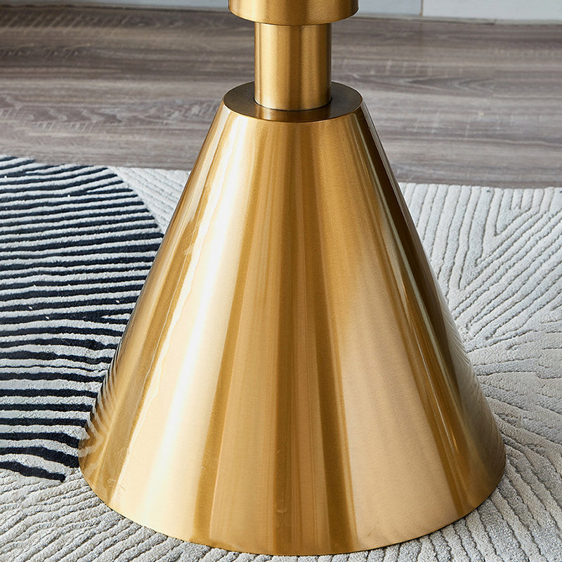 Glam Glossy Marble/Stone Top End Table Stainless Steel Pedestal Sofa Side Table