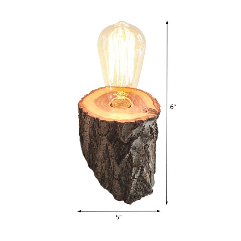 Wood Chamfered Tube Sconce Lighting Farmhouse 1 Bulb Corridor Wall Lamp Fixture in Beige