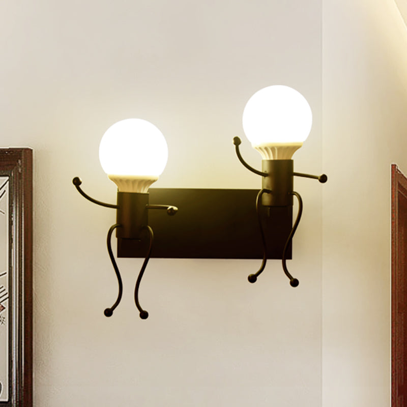 Schwarz/weiße menschliche Form Lampenlampe Art Deco Metallic 1/2-Kopf-Nachtwandmontage-Beleuchtung