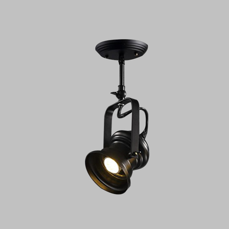 Industrial Style Camera Semi Flush Light Halterung 1-Light Metal Spotlight Flush Mount Lamp in Schwarz mit Henkel