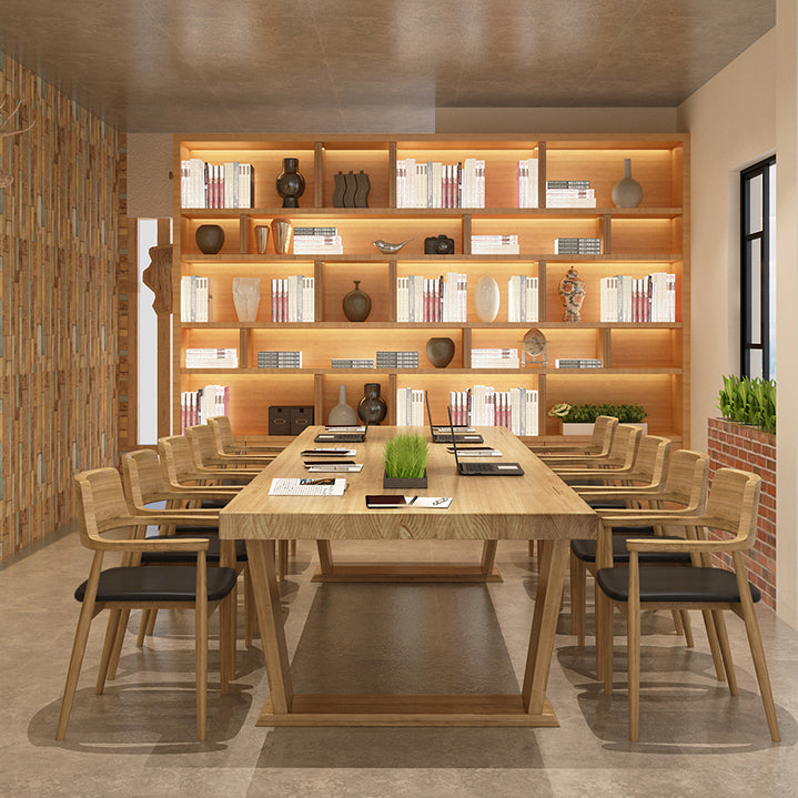 Solid Wood Rectangle Meeting Table Home Office Modern Writing Desk