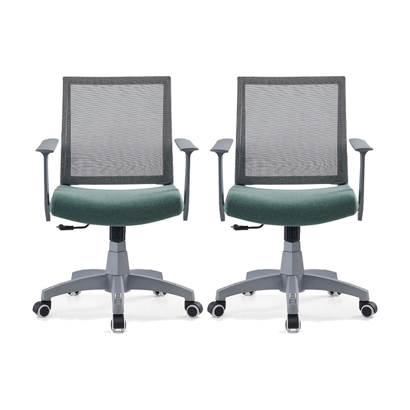 Mesh Mid Back Desk Chair Contemporary Fixed Arms Office Chair with Wheels