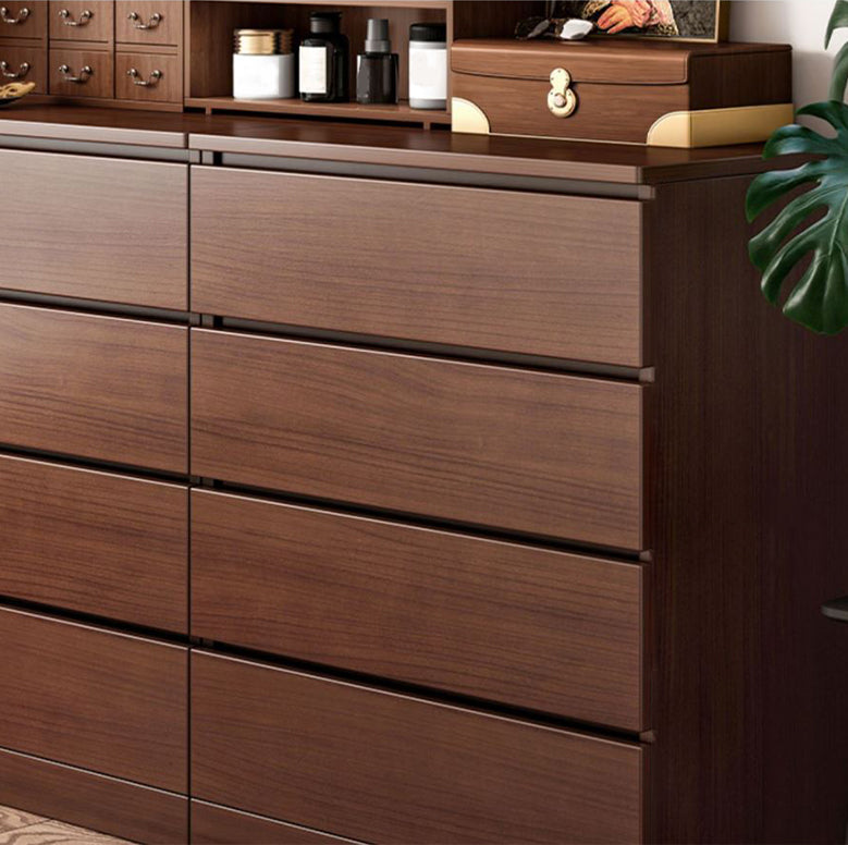 Walnut Storage Chest Modern Bedroom Storage Chest Dresser with 3 / 4 / 5 / 6 Drawers