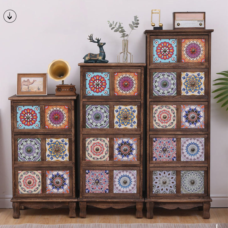 Brown Storage Chest Traditional Style Wooden Storage Chest Dresser with Drawers