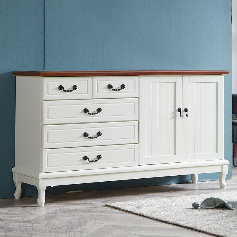 Traditional Style Storage Chest Wooden Combo Dresser in White and Brown
