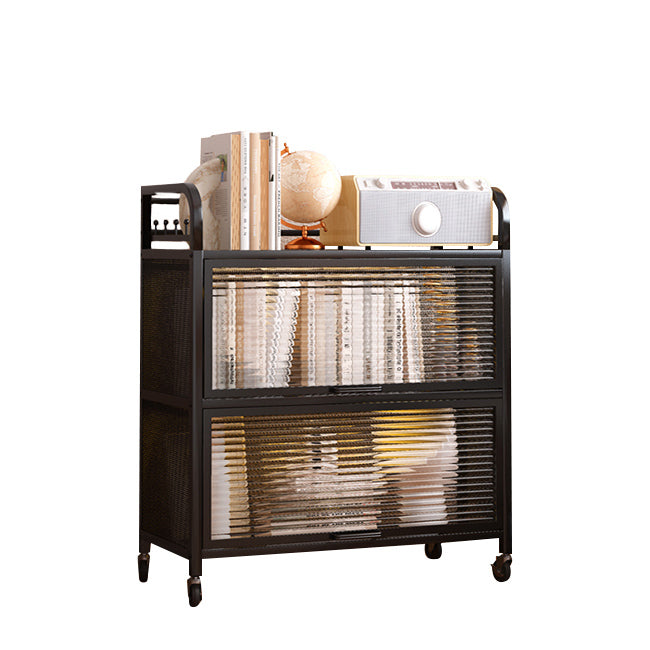 Modern Style Bookshelf Metal Closed Back Bookcase with Door for Office