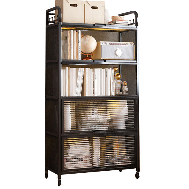 Modern Style Bookshelf Metal Closed Back Bookcase with Door for Office