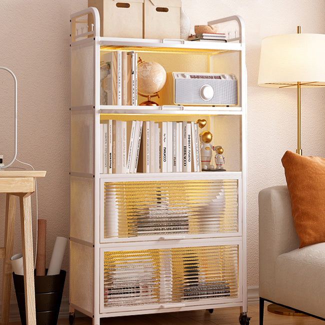 Modern Style Bookshelf Metal Closed Back Bookcase with Door for Office