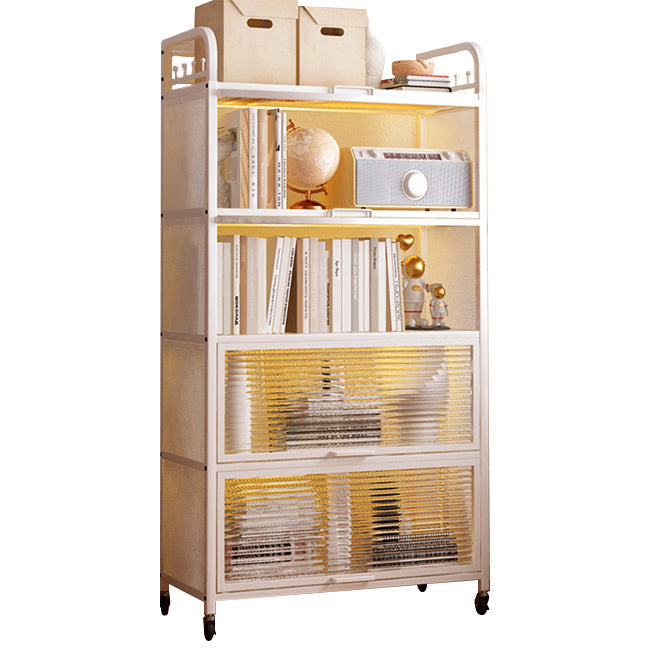 Modern Style Bookshelf Metal Closed Back Bookcase with Door for Office
