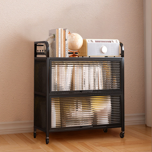 Modern Style Bookshelf Metal Closed Back Bookcase with Door for Office