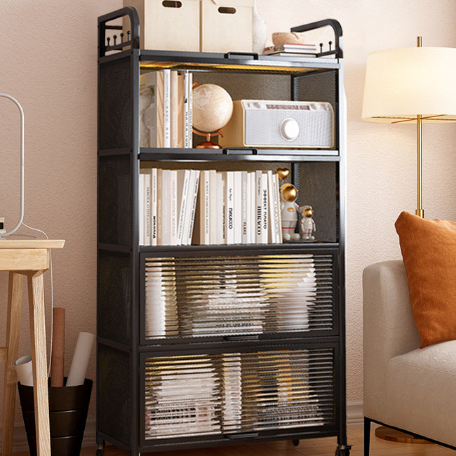 Modern Style Bookshelf Metal Closed Back Bookcase with Door for Office