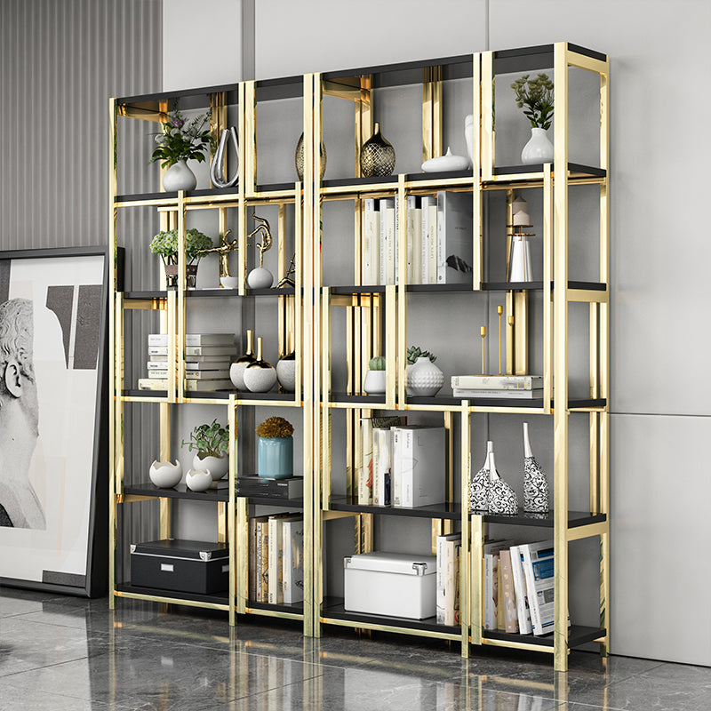 Contemporary Style Bookshelf Metal Open Back Bookcase for Home Office