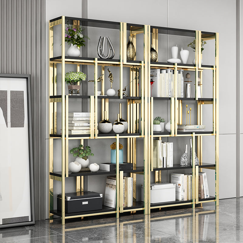 Contemporary Style Bookshelf Metal Open Back Bookcase for Home Office