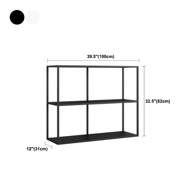 Rectangle Open Black Bookshelf Modern Metal Storage Bookcase