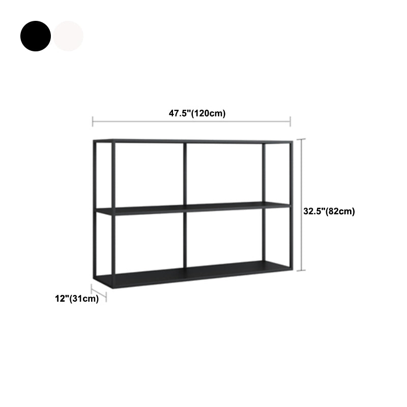 Rectangle Open Black Bookshelf Modern Metal Storage Bookcase