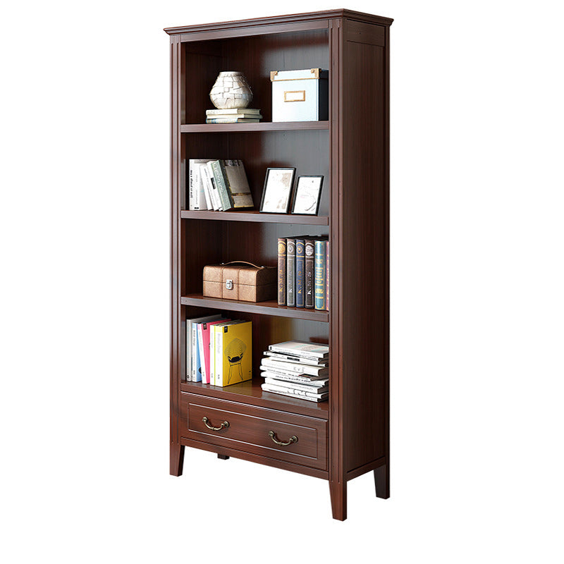Solid Wood Closed Back Bookshelf Nordic Standard Bookcase with Shelves