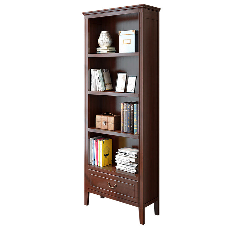 Solid Wood Closed Back Bookshelf Nordic Standard Bookcase with Shelves