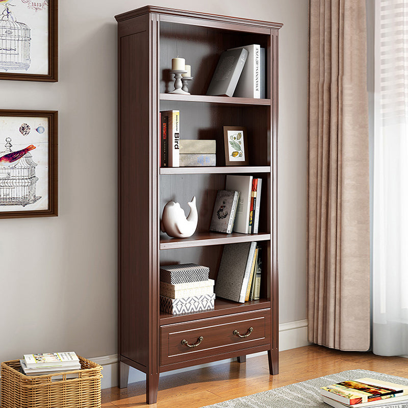 Solid Wood Closed Back Bookshelf Nordic Standard Bookcase with Shelves