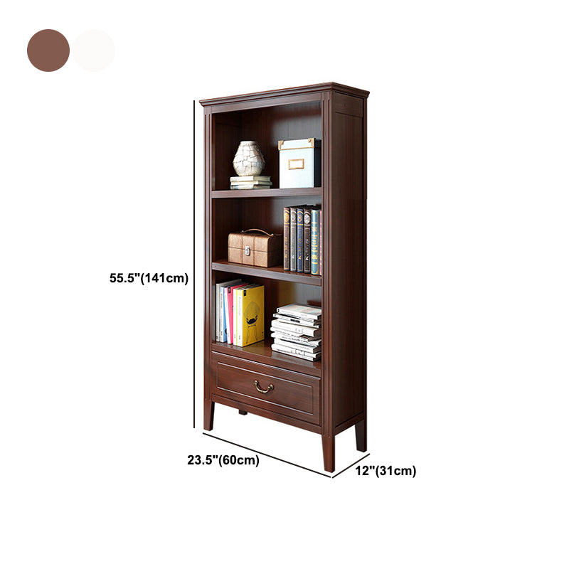 Solid Wood Closed Back Bookshelf Nordic Standard Bookcase with Shelves