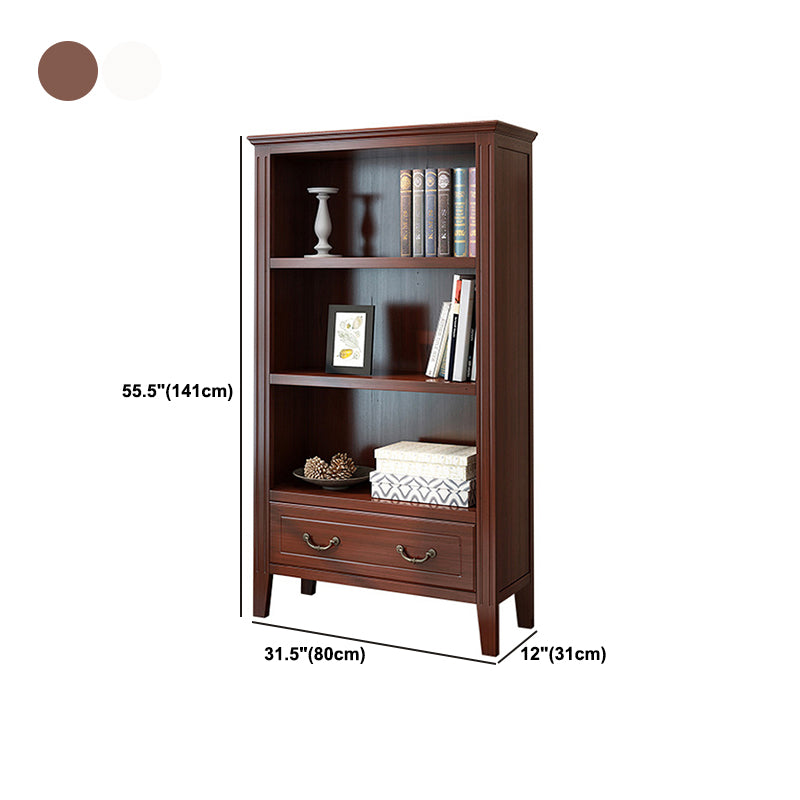 Solid Wood Closed Back Bookshelf Nordic Standard Bookcase with Shelves
