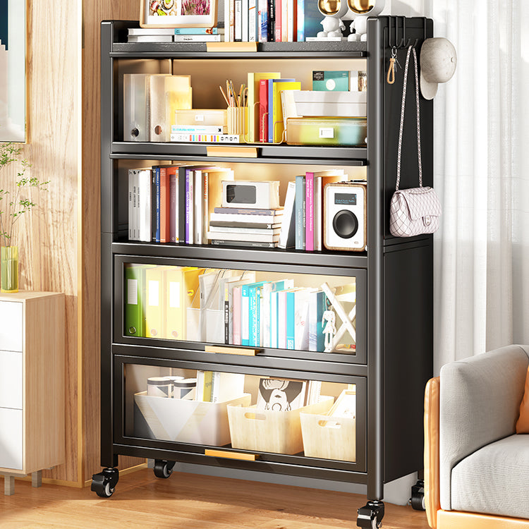 Metal Bookcase, 14.5" W, Geometric Multi Tiers Bookcase Shelves