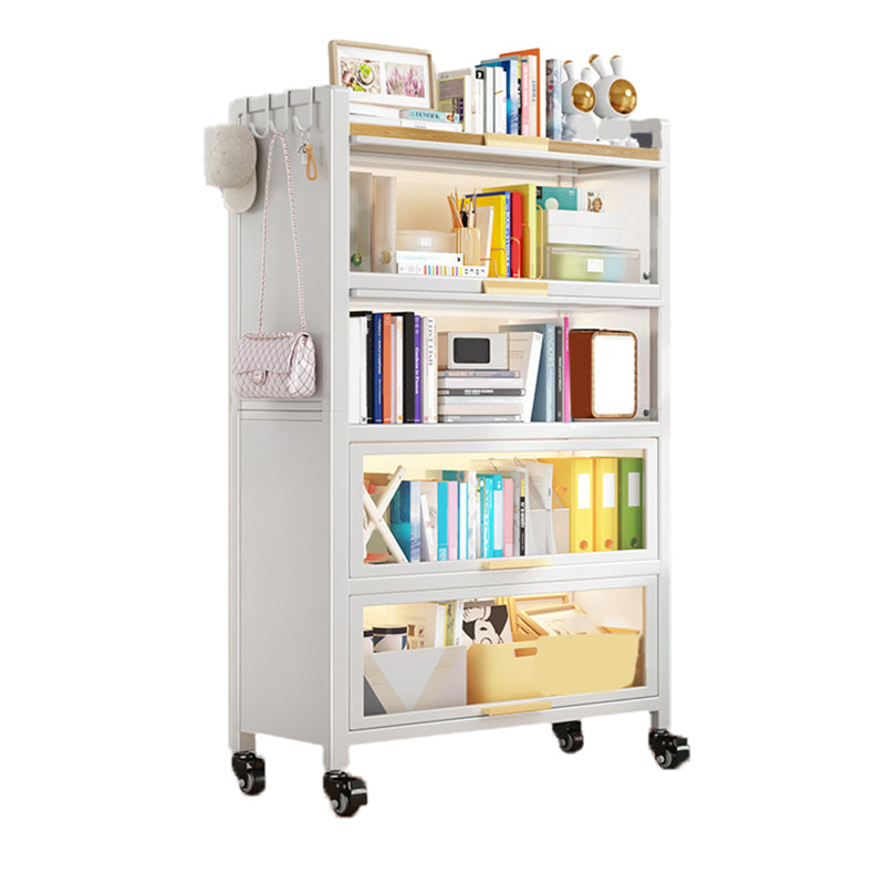 Metal Bookcase, 14.5" W, Geometric Multi Tiers Bookcase Shelves