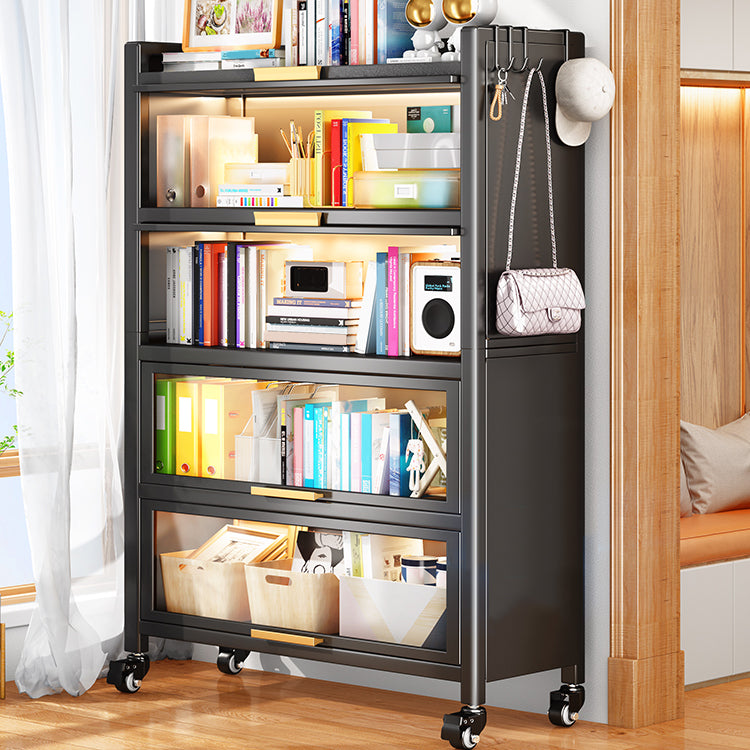 Metal Bookcase, 14.5" W, Geometric Multi Tiers Bookcase Shelves