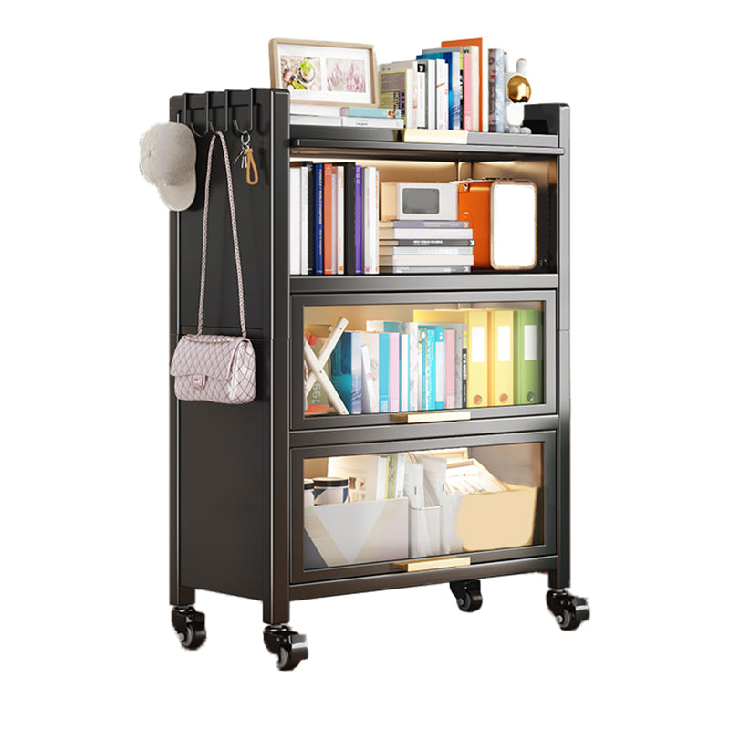 Metal Bookcase, 14.5" W, Geometric Multi Tiers Bookcase Shelves