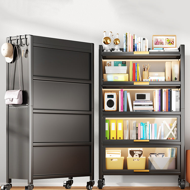 Metal Bookcase, 14.5" W, Geometric Multi Tiers Bookcase Shelves