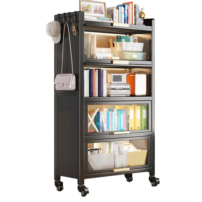 Metal Bookcase, 14.5" W, Geometric Multi Tiers Bookcase Shelves