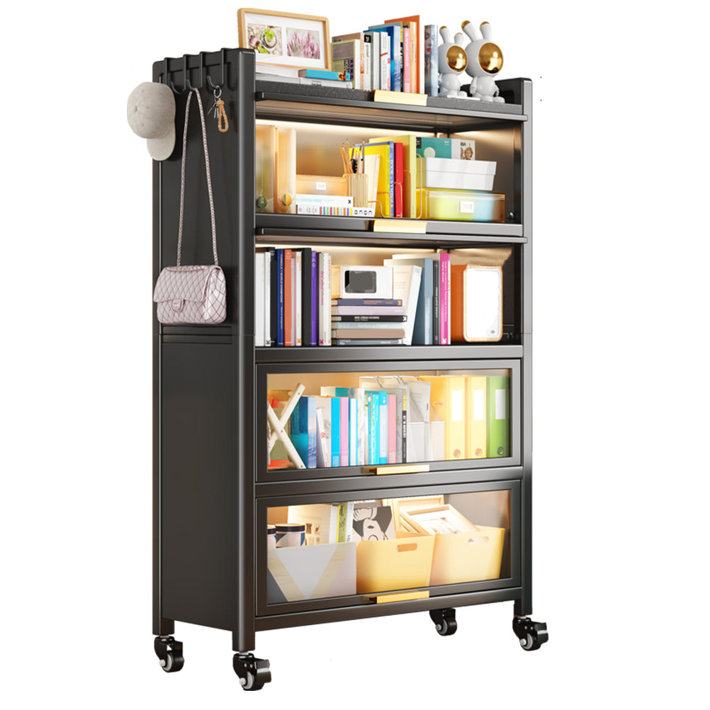 Metal Bookcase, 14.5" W, Geometric Multi Tiers Bookcase Shelves