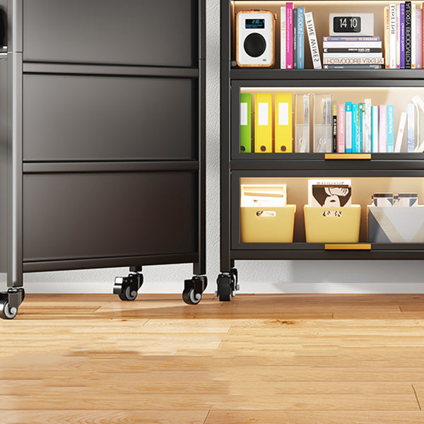 Metal Bookcase, 14.5" W, Geometric Multi Tiers Bookcase Shelves