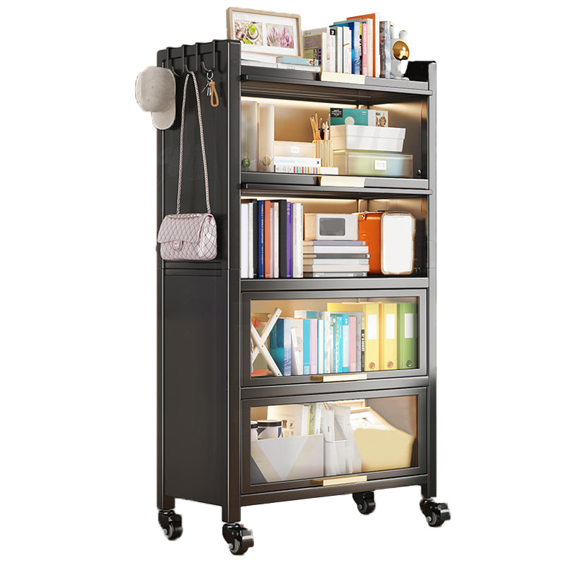 Metal Bookcase, 14.5" W, Geometric Multi Tiers Bookcase Shelves