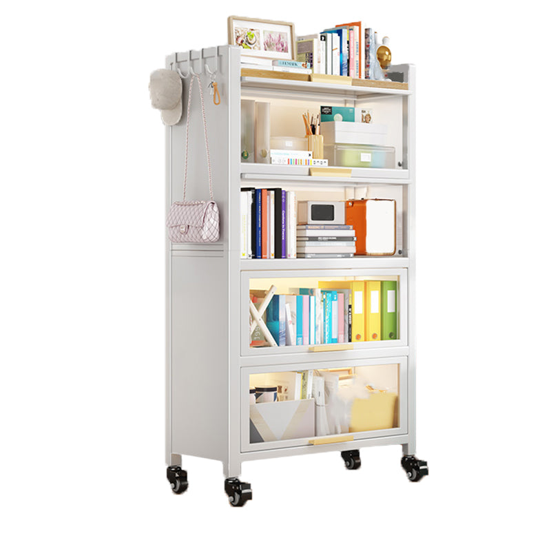 Metal Bookcase, 14.5" W, Geometric Multi Tiers Bookcase Shelves